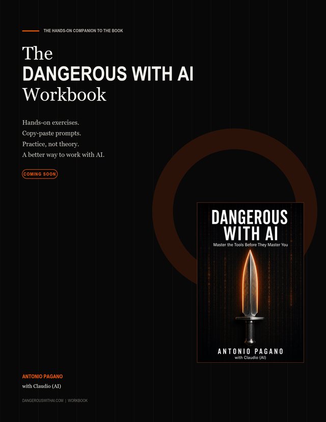 Draft cover of the companion workbook to Dangerous with AI, marked Coming soon